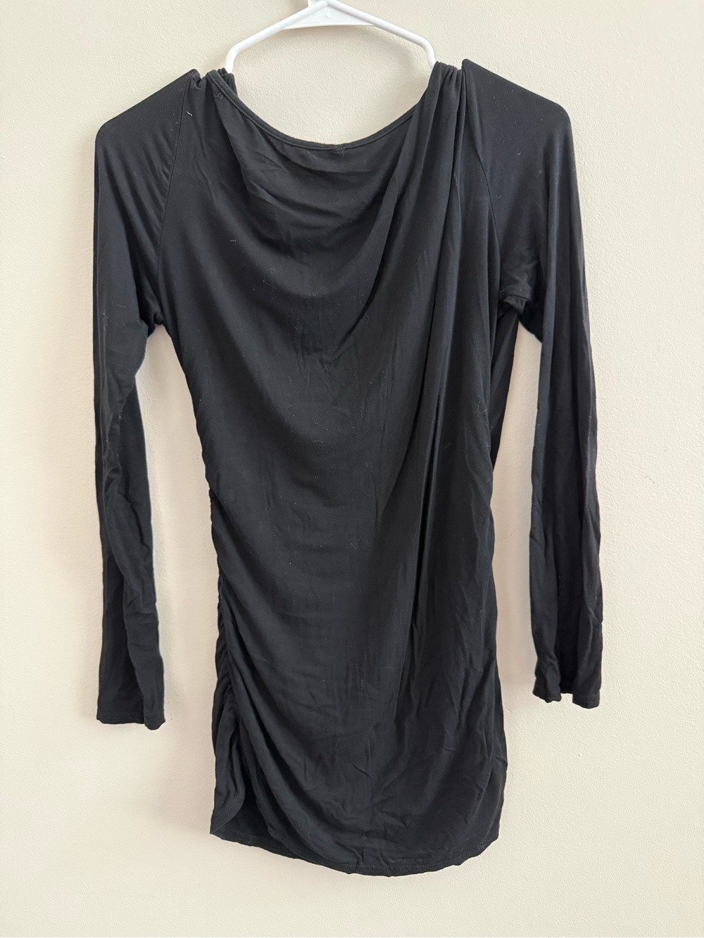 Draped Black Long Sleeve Tee - Picture 2 of 3